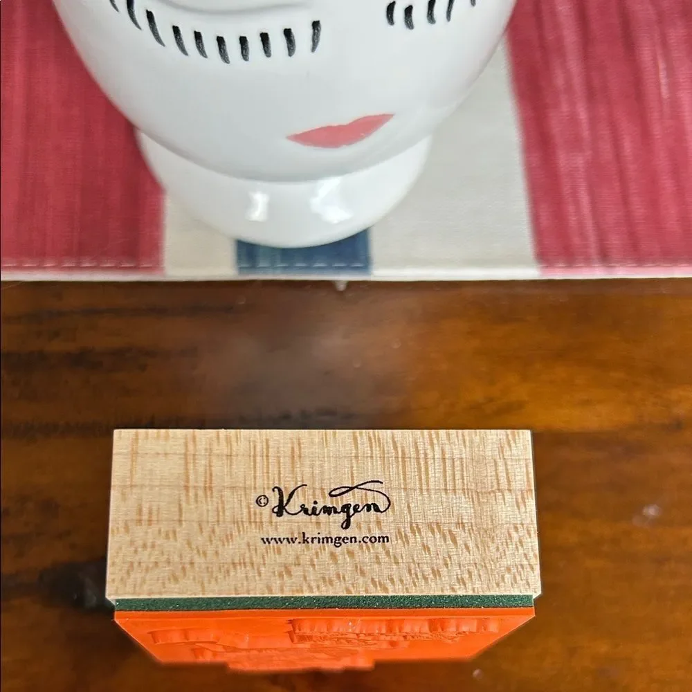 Krimgen Vintage Wooden Stamp with Girl and Dog Design NEW